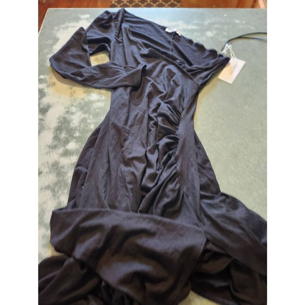 NWT Reformation Nostra One Shoulder High Slit Black Ruched Maxi Dress sz Medium